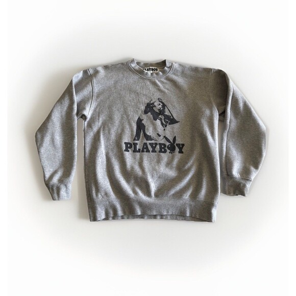 Playboy By PacSun Men's Crewneck Logo Sweatshirt Gray Small Sweater - Picture 1 of 8
